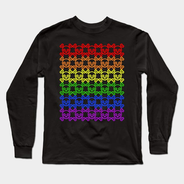 Gay Pride Jolly Roger Skull and Crossbones Long Sleeve T-Shirt by Muzehack